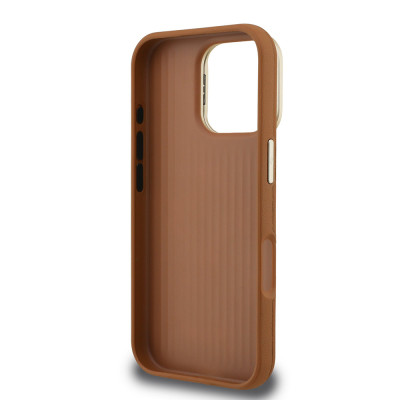 Guess 4G Logo Stand Camera Frame iPhone 16 Pro, Brown