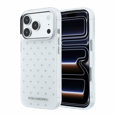 Karl Lagerfeld Rhinestones iPhone 18 Pro,White