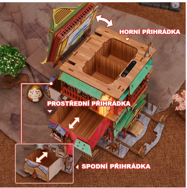 3D dřevěná Stavebnice Tonecheer Onsen Saga