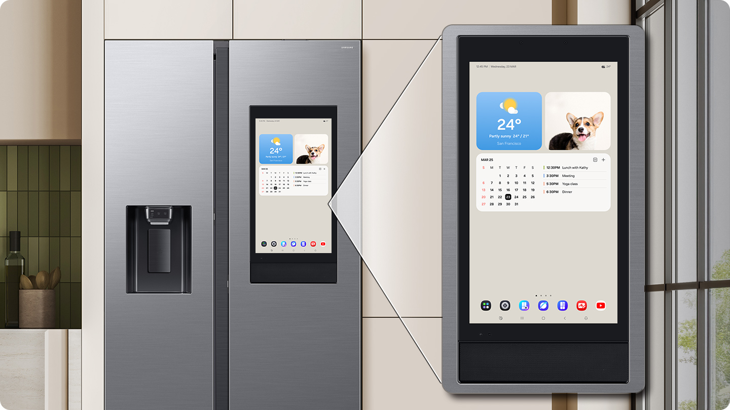 Americká chladnička Samsung RS90F66BEFEO FamilyHub vnitřní kamera